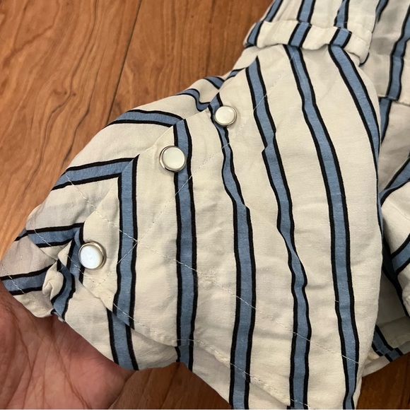 DEREK LAM 4 Crosby Dress Women Blue Stripe Shirtdress Snap Front Cap Sleeve - Picture 6 of 10